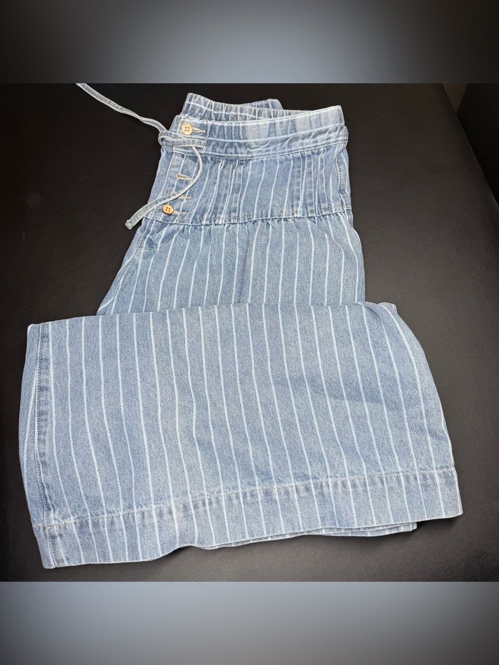 So Me Light Blue Pinstripe Maxi Skirt with Drawstring